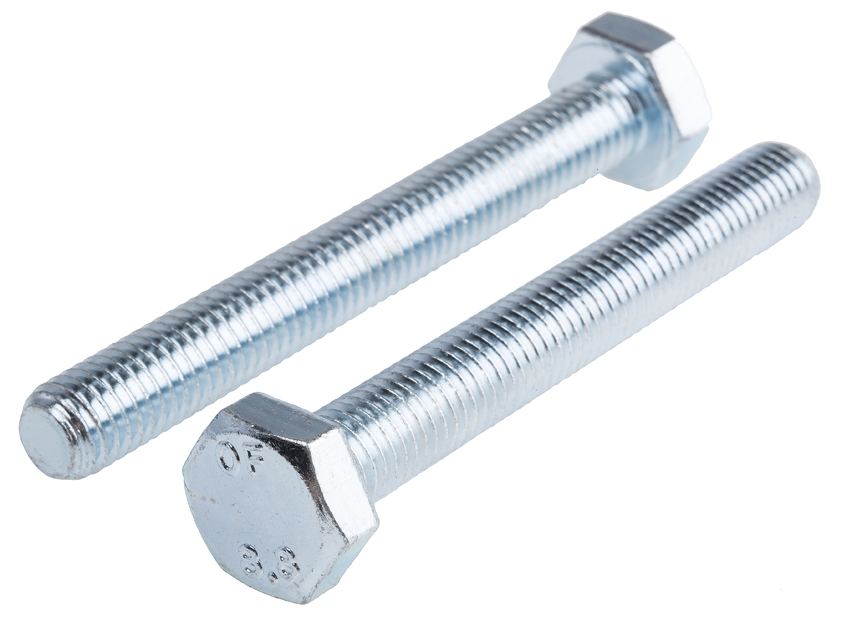 RS PRO Bright Zinc Plated Steel, Hex Bolt, M10 x 80mm
