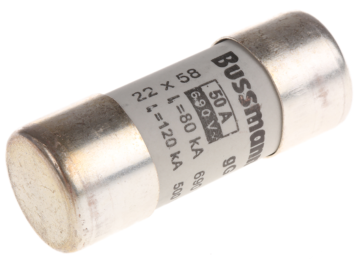 Eaton 50A Ceramic Cartridge Fuse, 22 x 58mm