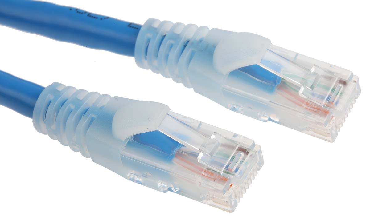 RS PRO, 2m Cat6, Blue RJ45 to Male RJ45 Male, U/UTP Unshielded, Terminated PVC Sheath