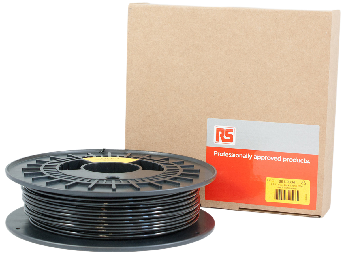 RS PRO 2.85mm Black PET-G 3D Printer Filament, 500g