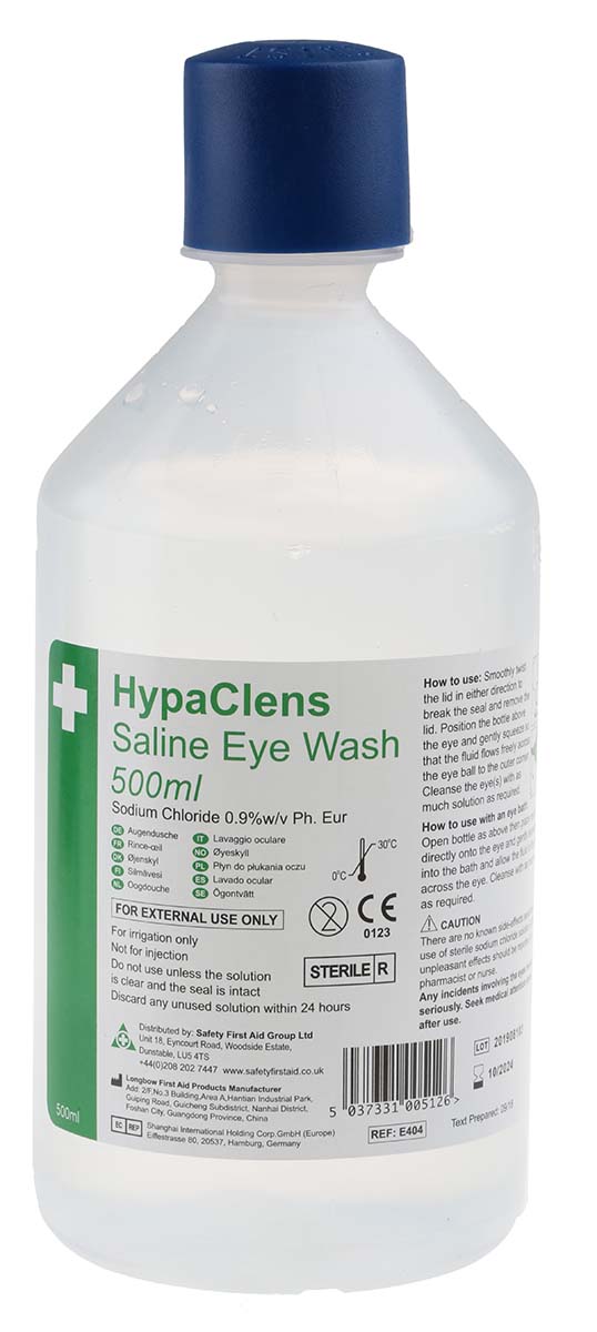 RS PRO Portable Eye Wash Bottle, 500 ml