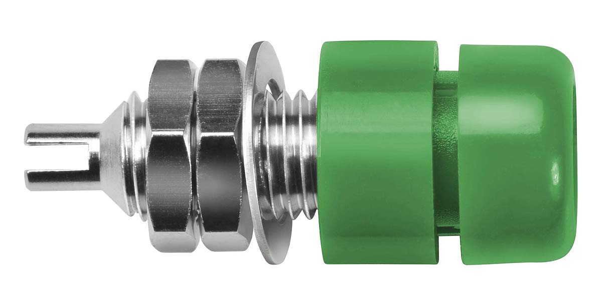 Schutzinger Green Female Banana Socket, 4 mm Connector, Screw Termination, 32A, 30 V ac, 60V dc, Nickel Plating