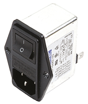 Deltron 6A, 250 V ac/dc Male Panel Mount IEC Filter 2 Pole RIP0642H2, Tab