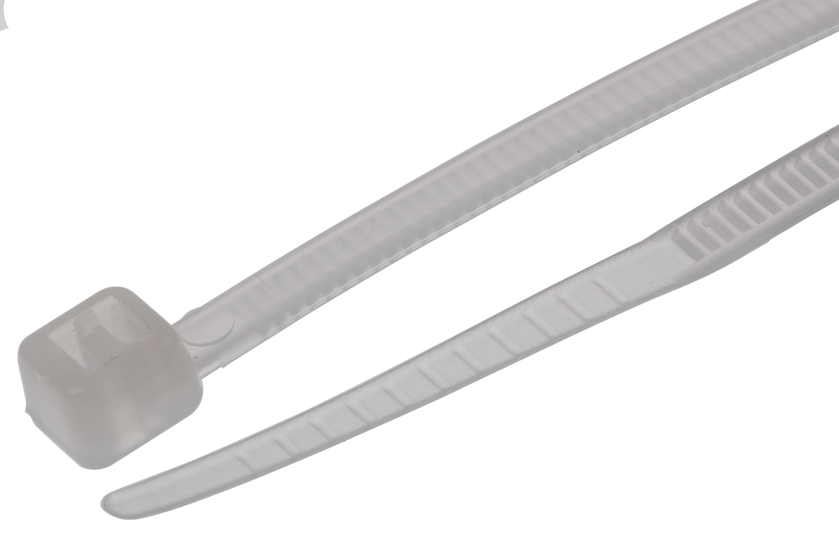 RS PRO Cable Tie, 142mm x 2.5 mm, Natural Nylon, Pk-100