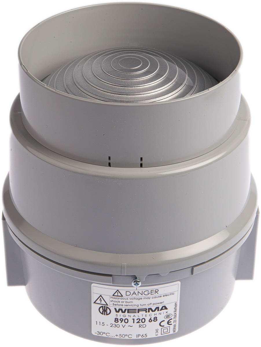 Werma BWM 890 Series Red Steady Beacon, 115 → 230 V ac, Base Mount, LED Bulb, IP65