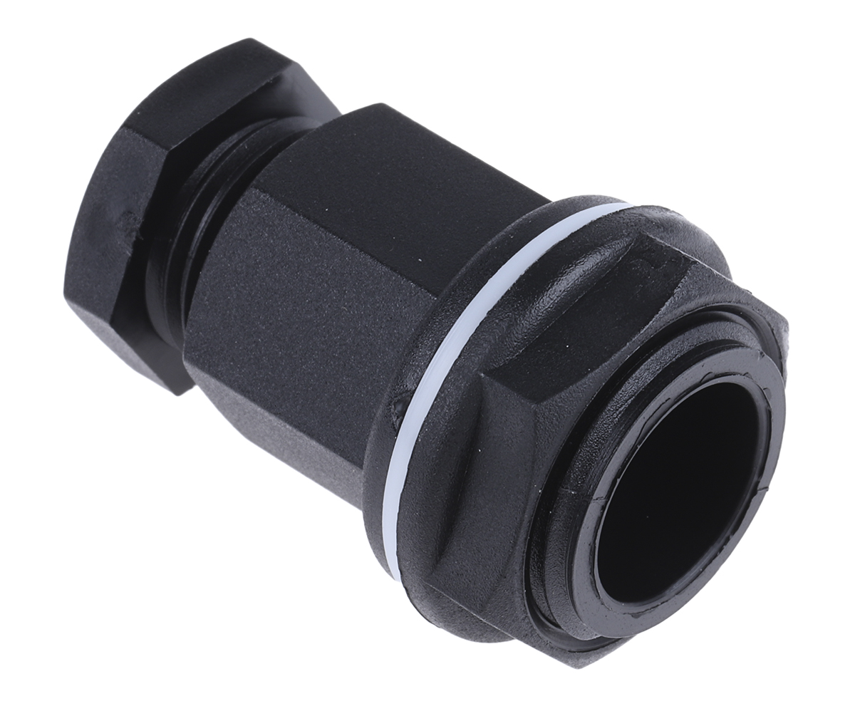 RS PRO Black Plastic Cable Gland, M20 Thread, 4mm min., 7mm max., IP55