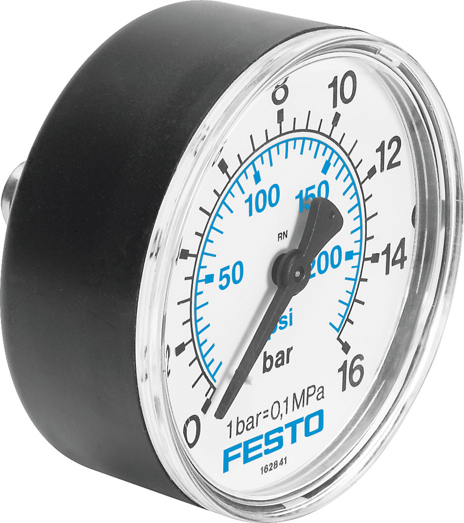 Festo G 1/4 Analogue Pressure Gauge 16bar Back Entry 50mm Outside Diameter