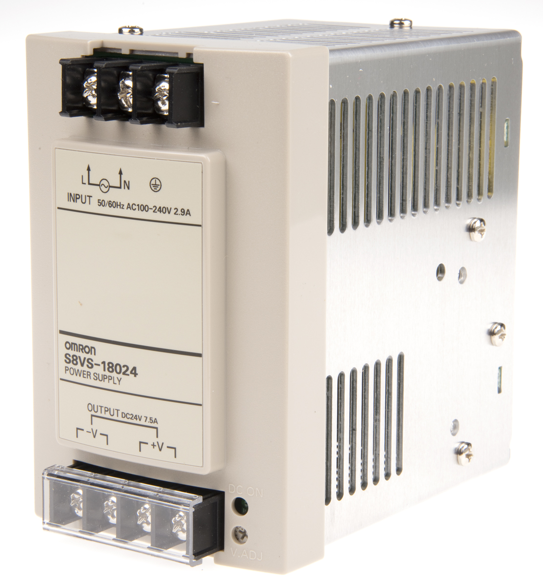 Omron S8VS DIN Rail Power Supply, 100 → 240V ac ac Input, 24V dc dc Output, 7.5A Output, 180W