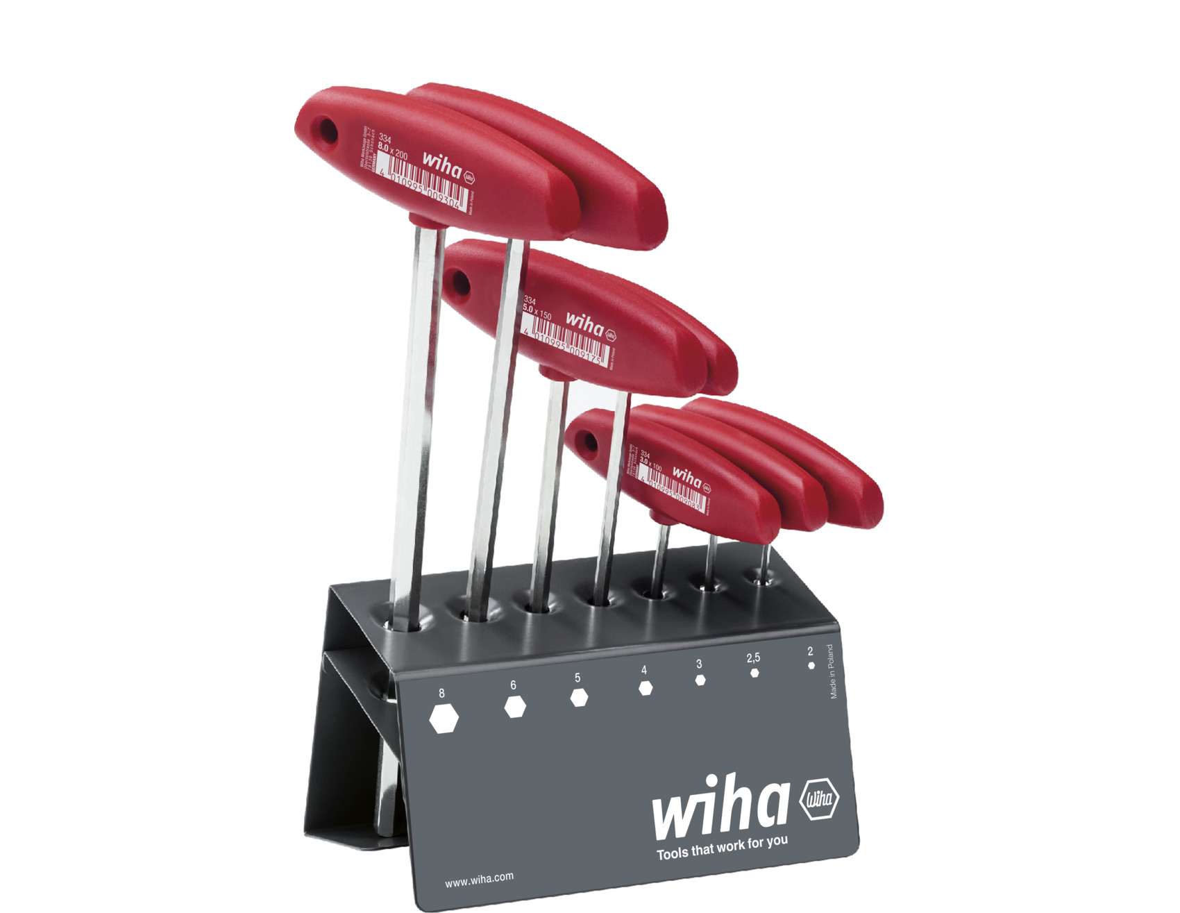 Wiha 7 piece T Shape Metric Hex Key Set, 2 → 8mm