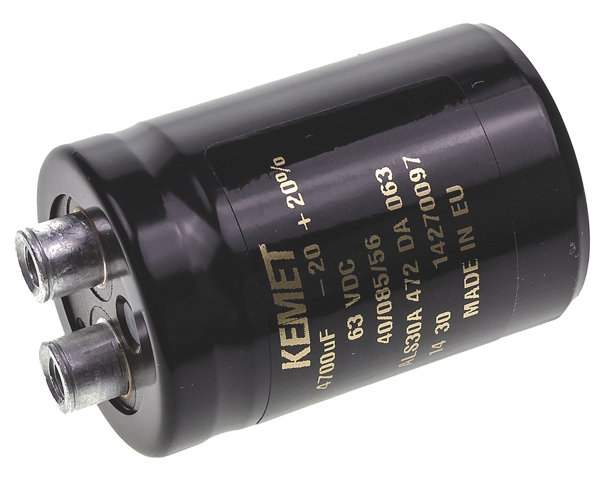 KEMET 4700μF Aluminium Electrolytic Capacitor 63V dc, Screw Terminal - ALS30A472DA063