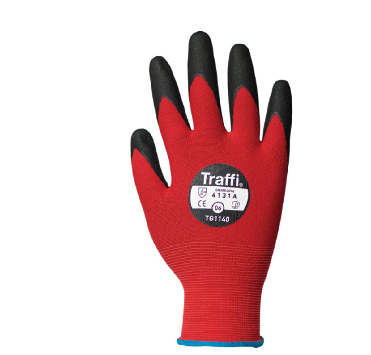 Traffi Thin Lizzie Fluid 7102 Red Nitrile, Nylon Cut Resistant Gloves, Size 6, Nitrile Coating