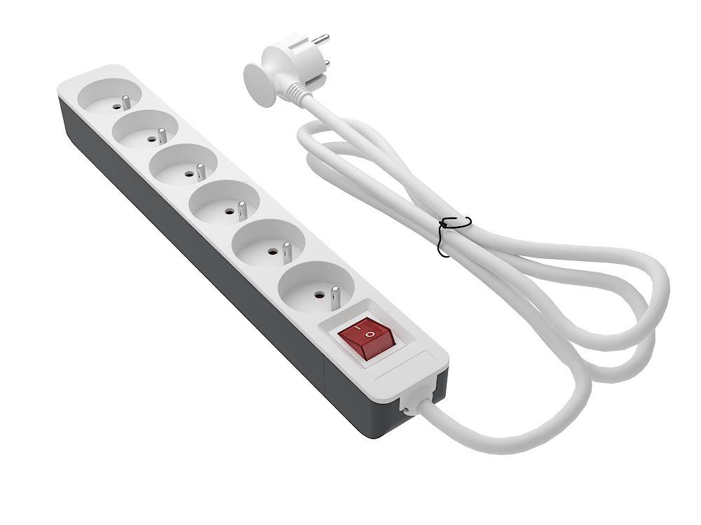 RS PRO 1.5m 6 Socket Type E - French Trailing Socket, 250 V, IP20