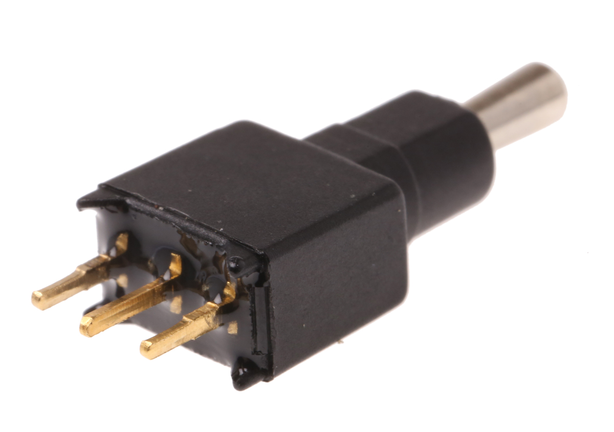 APEM Toggle Switch, PCB Mount, On-Off-On, SPDT, Through Hole Terminal