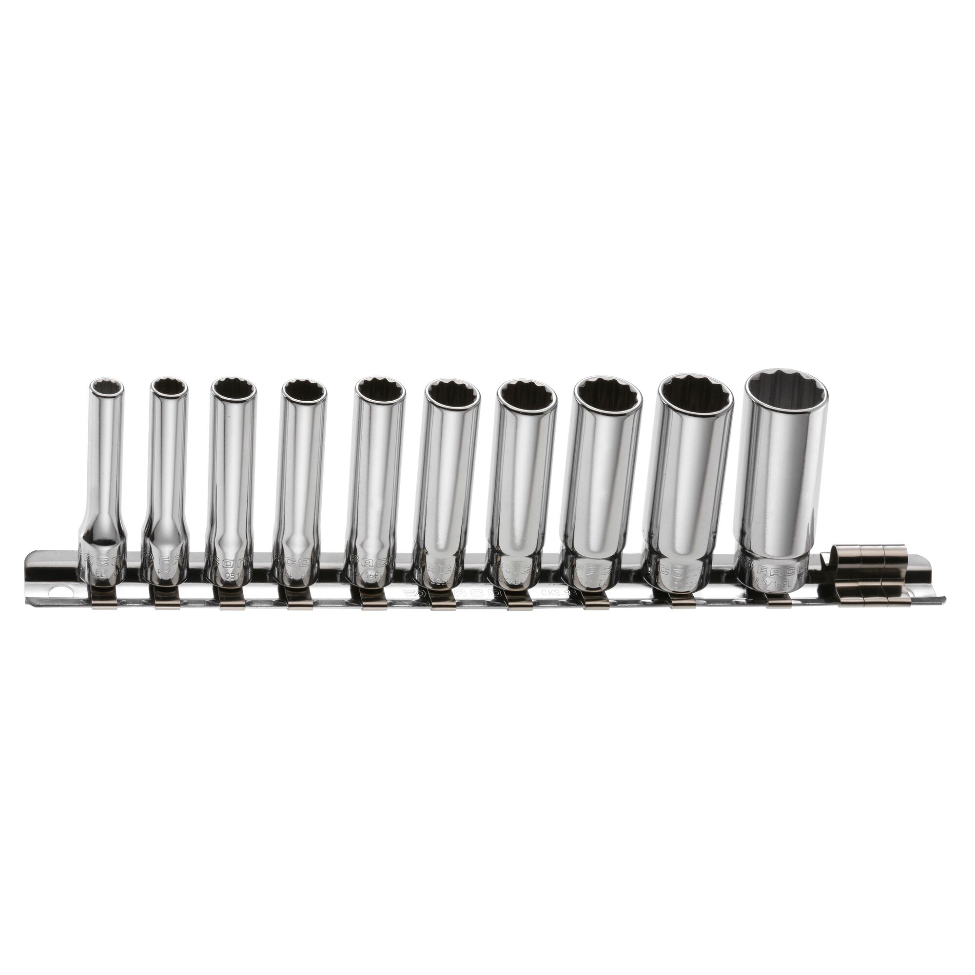 Facom 11-Piece Imperial 1/4 in Deep Socket Set , 12 point