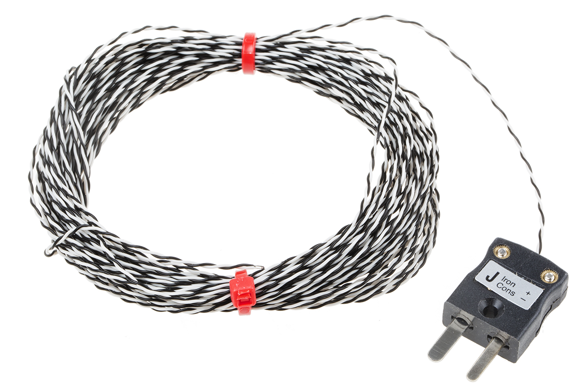 RS PRO Type J Exposed Junction Thermocouple 10m Length, 1/0.2mm Diameter → +250°C