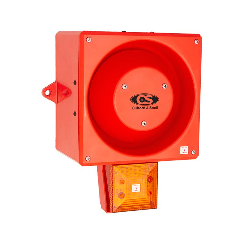 Clifford & Snell YL80 Hi Vis Series Amber Sounder Beacon, 24 V dc, IP66, Wall Mount, 116dB at 1 Metre