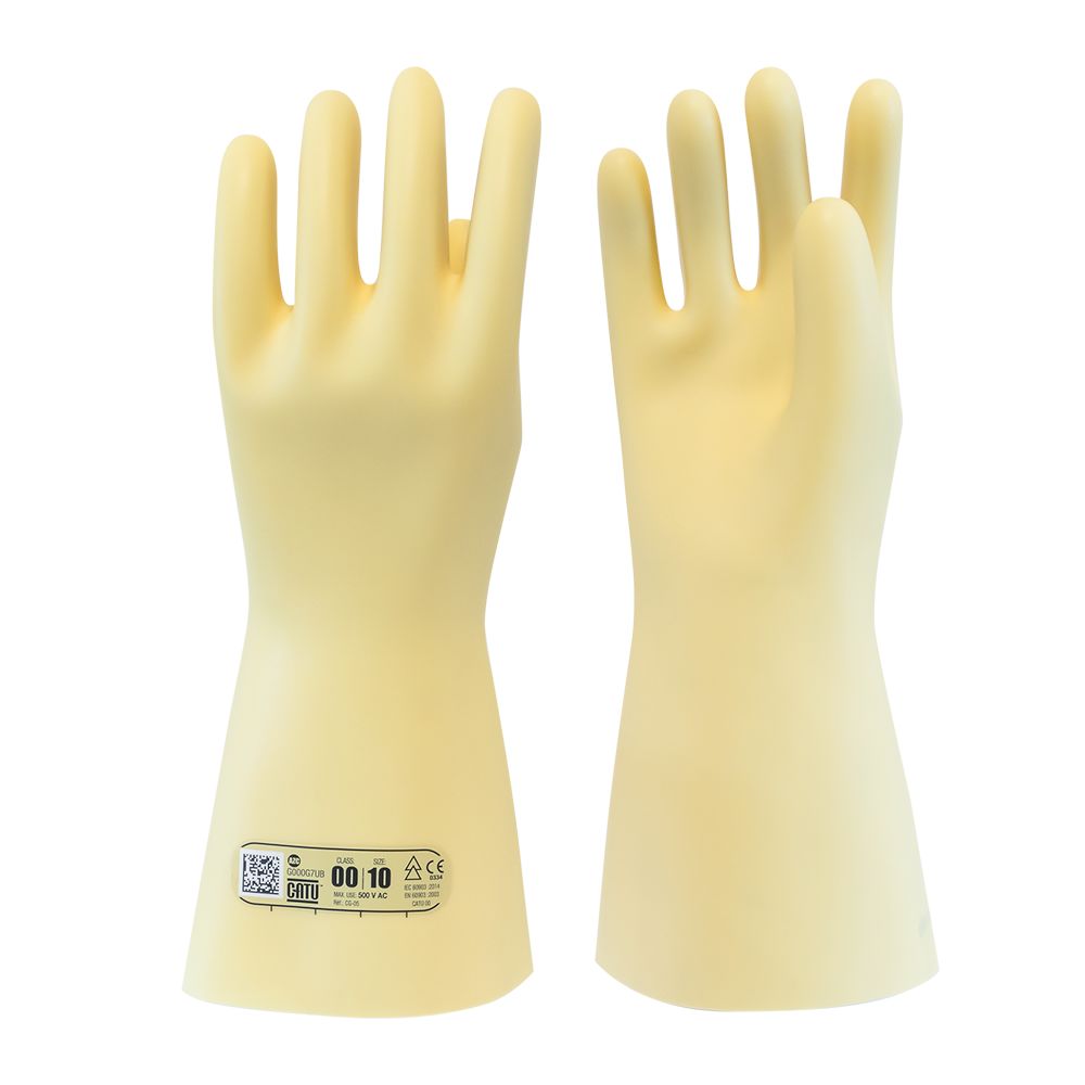 Catu Natural Colour Latex Electrical Insulating Gloves 360 mm Ozone, Cold Resistant, Acid Resistant