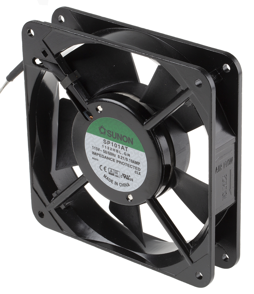 Sunon SP Series Axial Fan, 115 V ac, AC Operation, 136m³/h, 18W, 190mA Max, 120 x 120 x 25mm