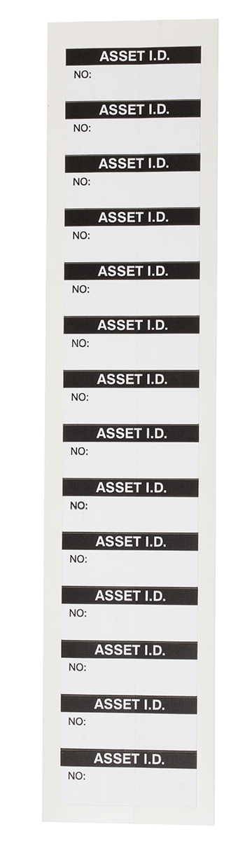 RS PRO Adhesive Pre-Printed Adhesive Label-Asset Id-. Quantity: 140