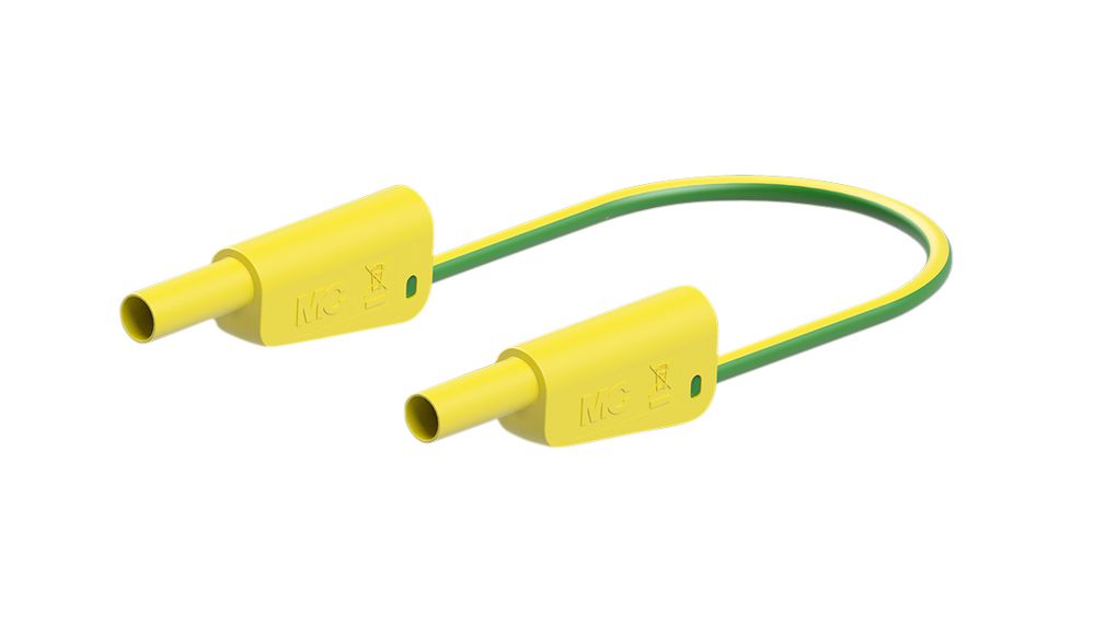 Staubli Test lead, 19A, 600 → 1000V, Green/Yellow, 50cm Lead Length