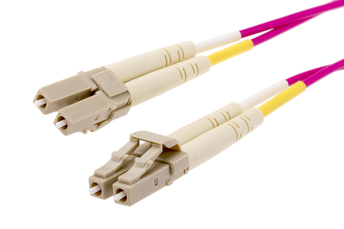 RS PRO LC to LC Duplex Multi Mode OM4 Fibre Optic Cable, 900μm, Violet, 3m
