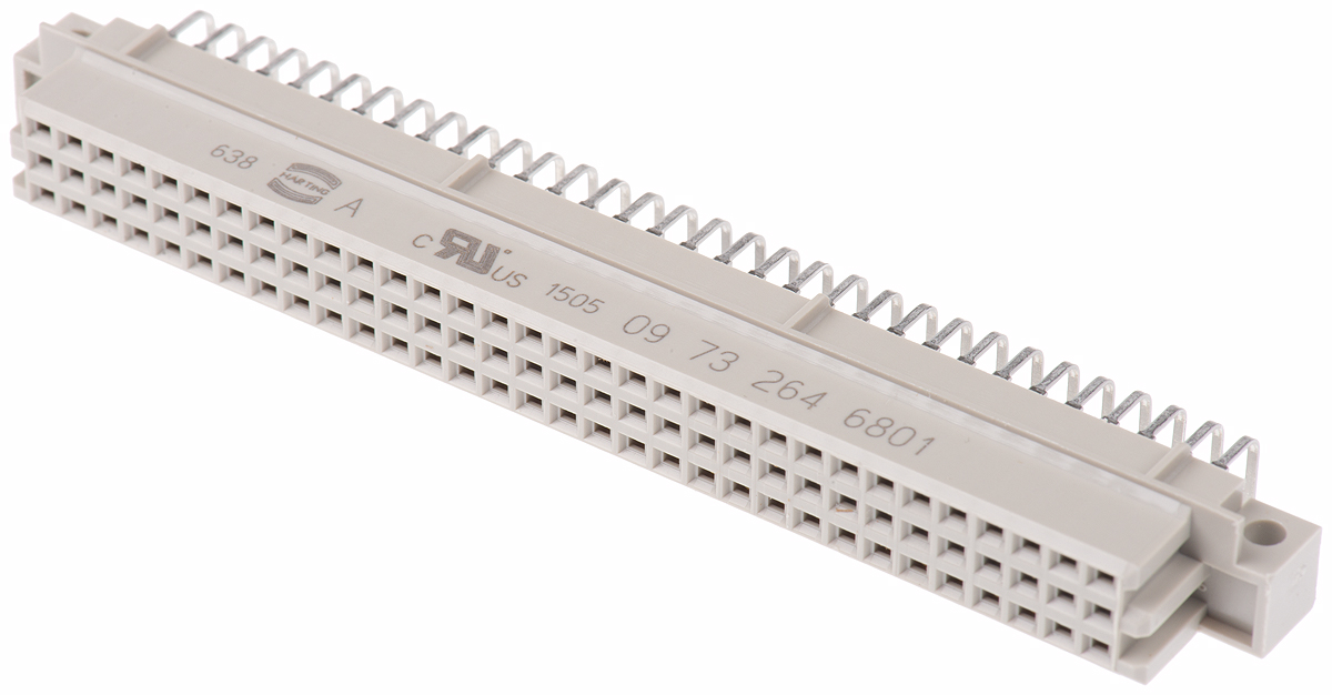 HARTING 64 Way 2.54mm Pitch, Type R Class C2, 3 Row, Right Angle DIN 41612 Connector, Socket