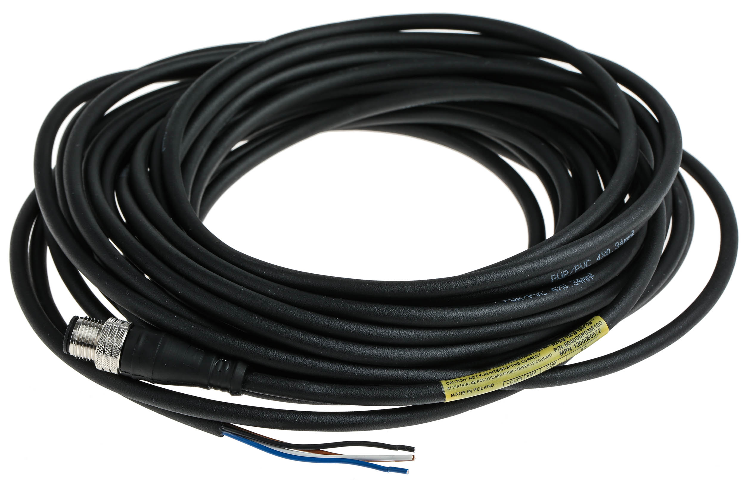 Brad from Molex Male 4 way M12 Micro Change to Male 4 way Pigtail Sensor Actuator Cable, 10 m