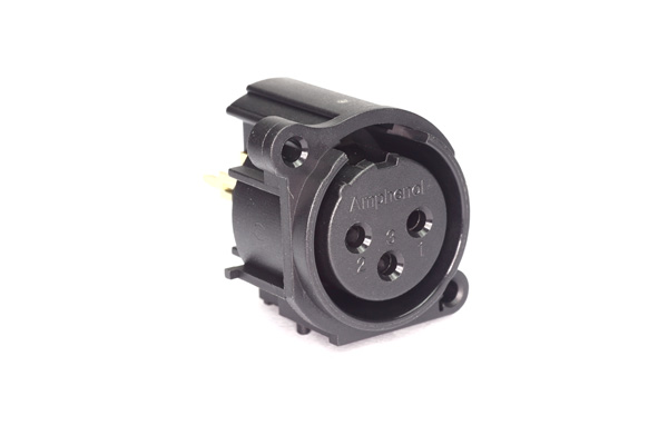 Amphenol Industrial Chassis Mount XLR Connector, Vertical, Female, IP40, 133 V, 3 Way, Gold over Nickel Plating