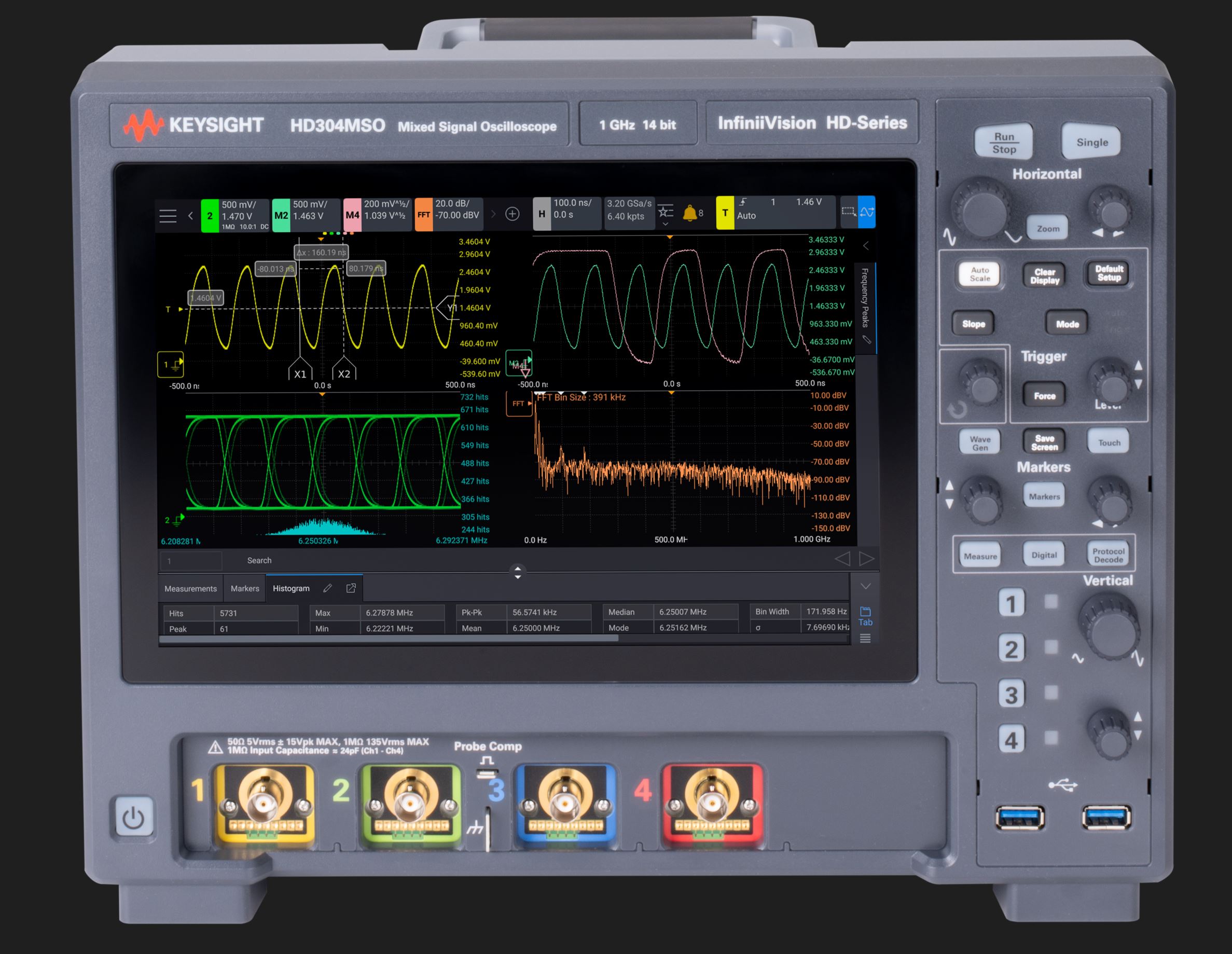 Keysight Technologies HD304MSO-200 HD3 Series, 200MHz Bench Oscilloscope, 4 Analogue Channels, 16 Digital Channels