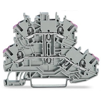 WAGO 2000-2208 TOPJOB S Series Grey, 1mm², 2-Level, Push-In Cage Clamp Termination, ATEX, EAC Ex, IECEx