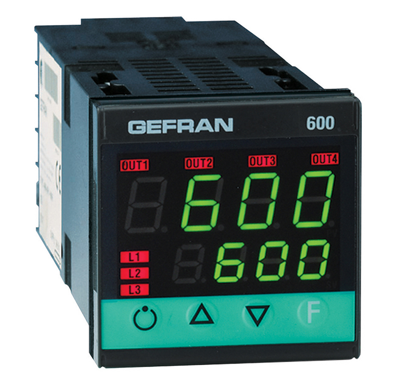 Gefran 600 PID Temperature Controller, 48 x 48 (1/16 DIN)mm, 2 Output Logic, Relay, 100 → 240 V ac Supply Voltage