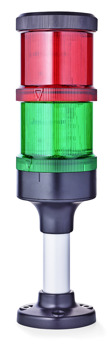 AUER Signal ECOmodul70 Series Red/Green Signal Tower, 2 Lights, 24 V ac/dc, Base Mount