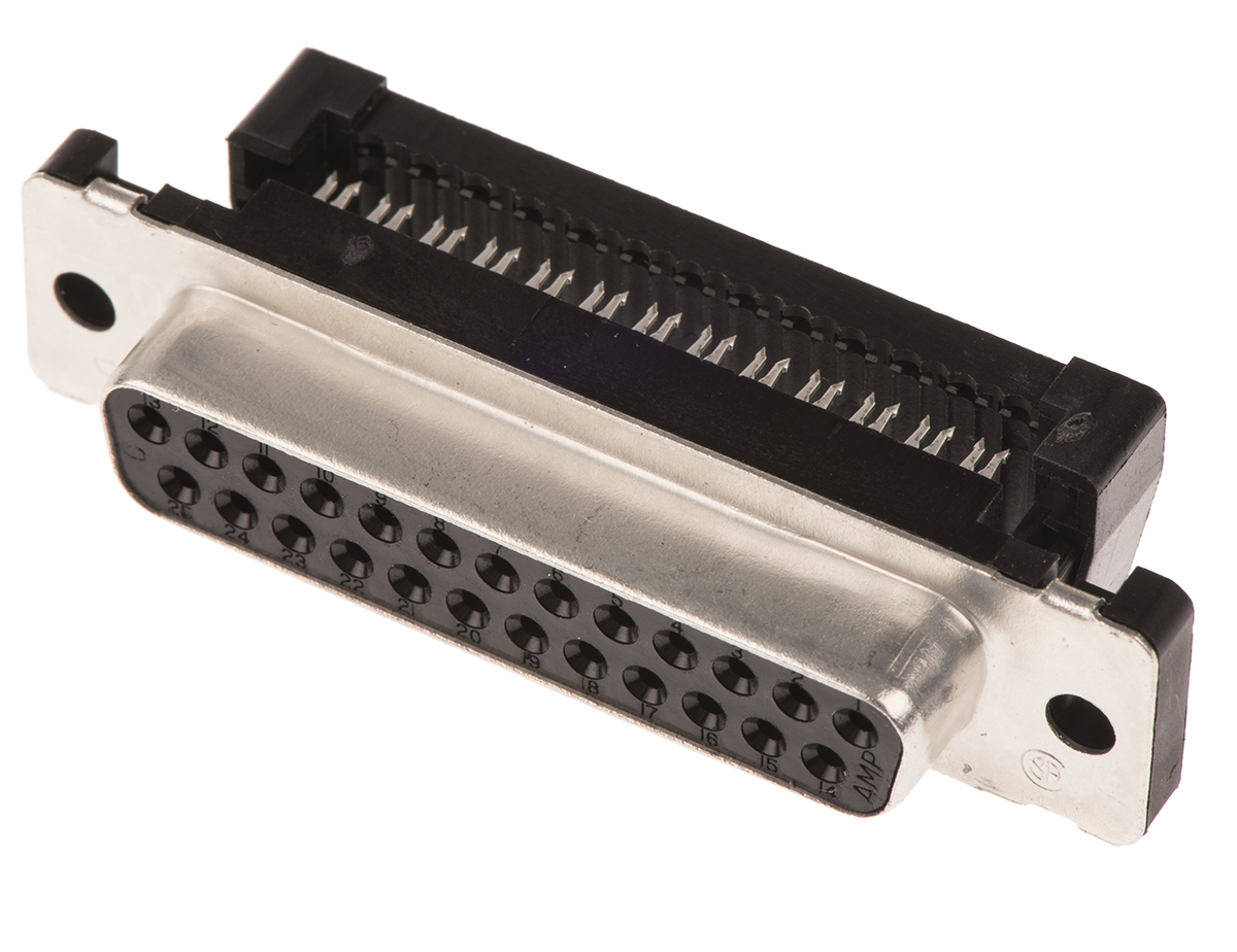 TE Connectivity Amplimite HDF-20 25 Way Right Angle Cable Mount D-sub Connector Socket, 2.77mm Pitch