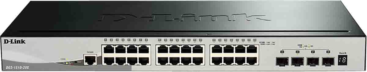 D-Link 28-Port Gigabit Stackable Smart Managed Switch with 10G Uplinks, Smart 28 Port Ethernet Smart Managed Switch