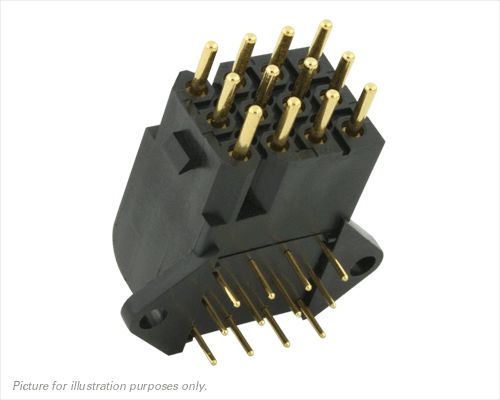 Souriau Sunbank by Eaton SMS Series Right Angle PCB Mount PCB Socket, 12-Contact, 4-Row, 5.08mm Pitch, Solder