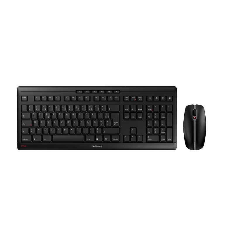 Cherry CHERRY STREAM DESKTOP Wireless Ergonomic Keyboard and Mouse Set, AZERTY (France), Black