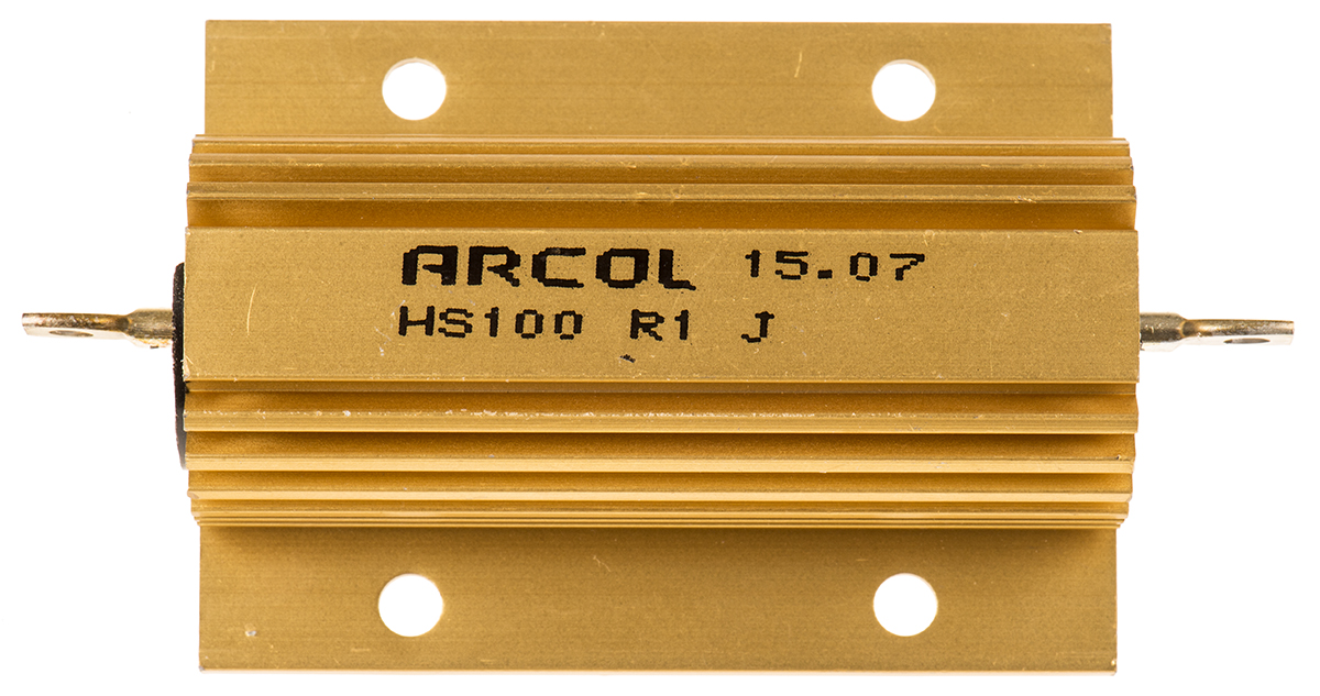 Arcol, 100mΩ 100W Wire Wound Chassis Mount Resistor HS100 R1 J ±5%