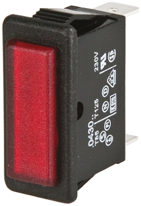 Arcolectric (Bulgin) Ltd 0430 Series Red Neon Panel Mount Indicator, 250V, 28.2 x 11.5mm Mounting Hole Size, Solder Tab