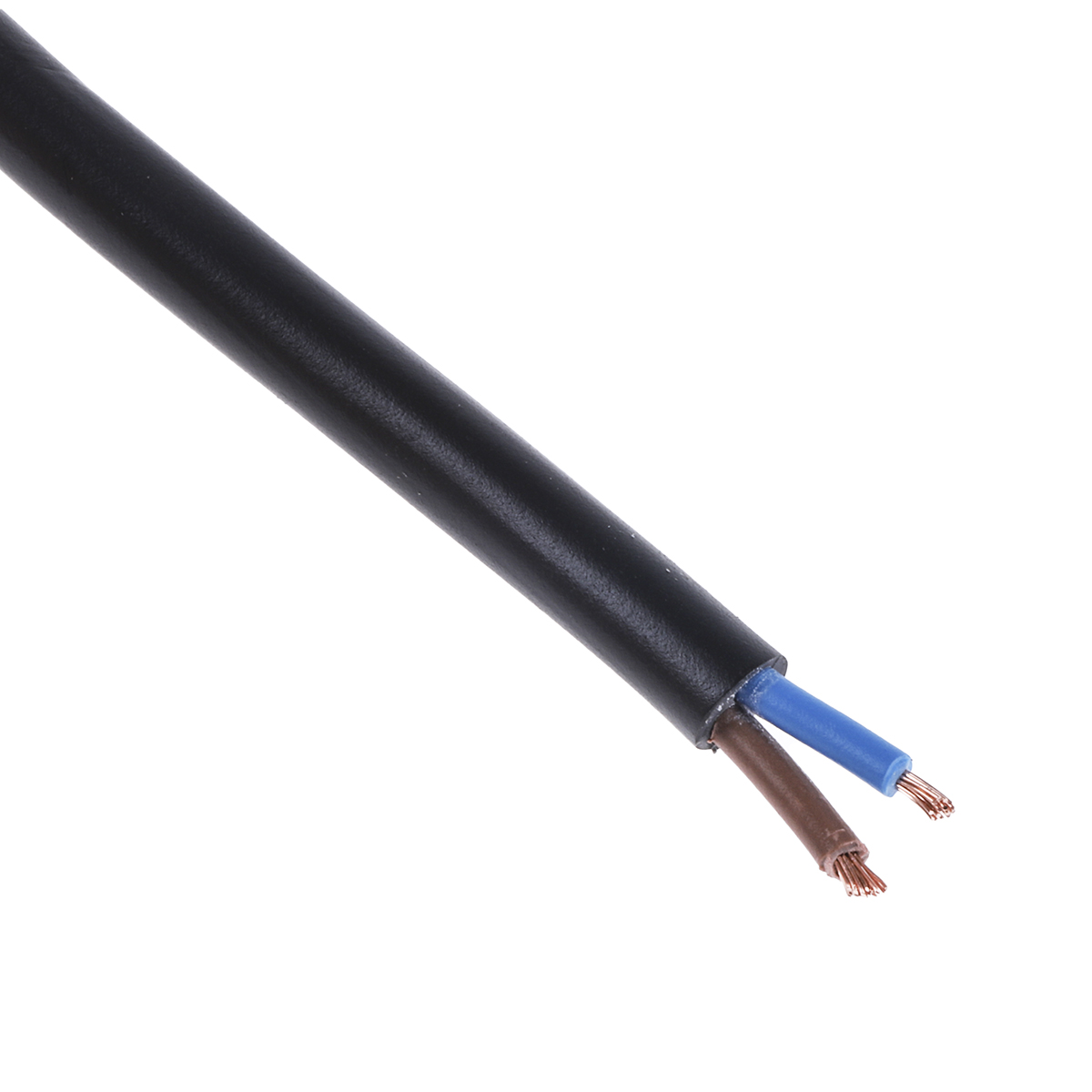 RS PRO 2182Y 0.5 mm² 2 Core Power Cable, H03VV-F, Black PVC, 100m