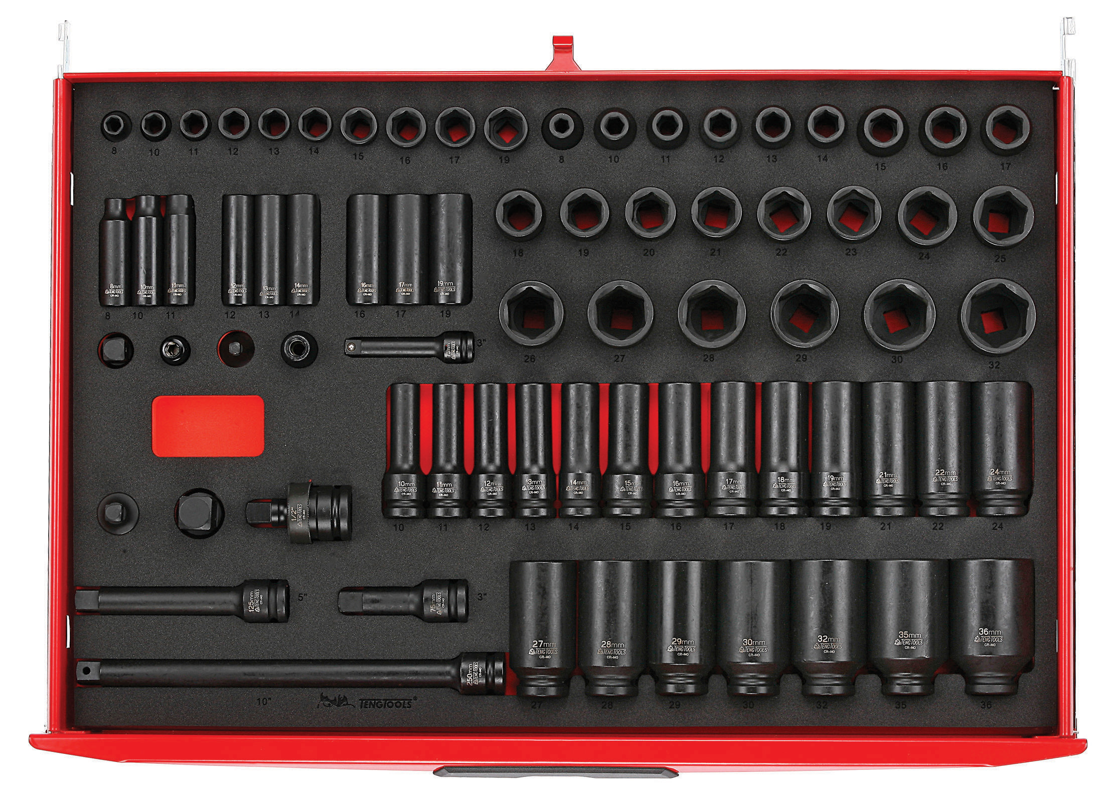 Teng Tools 8 → 36mm, 1/2 in; 3/8 in Drive Impact Socket