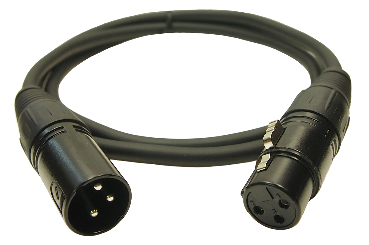 RS PRO Male 3 Pin XLR to Female 3 Pin XLR  Cable, Black, 3m