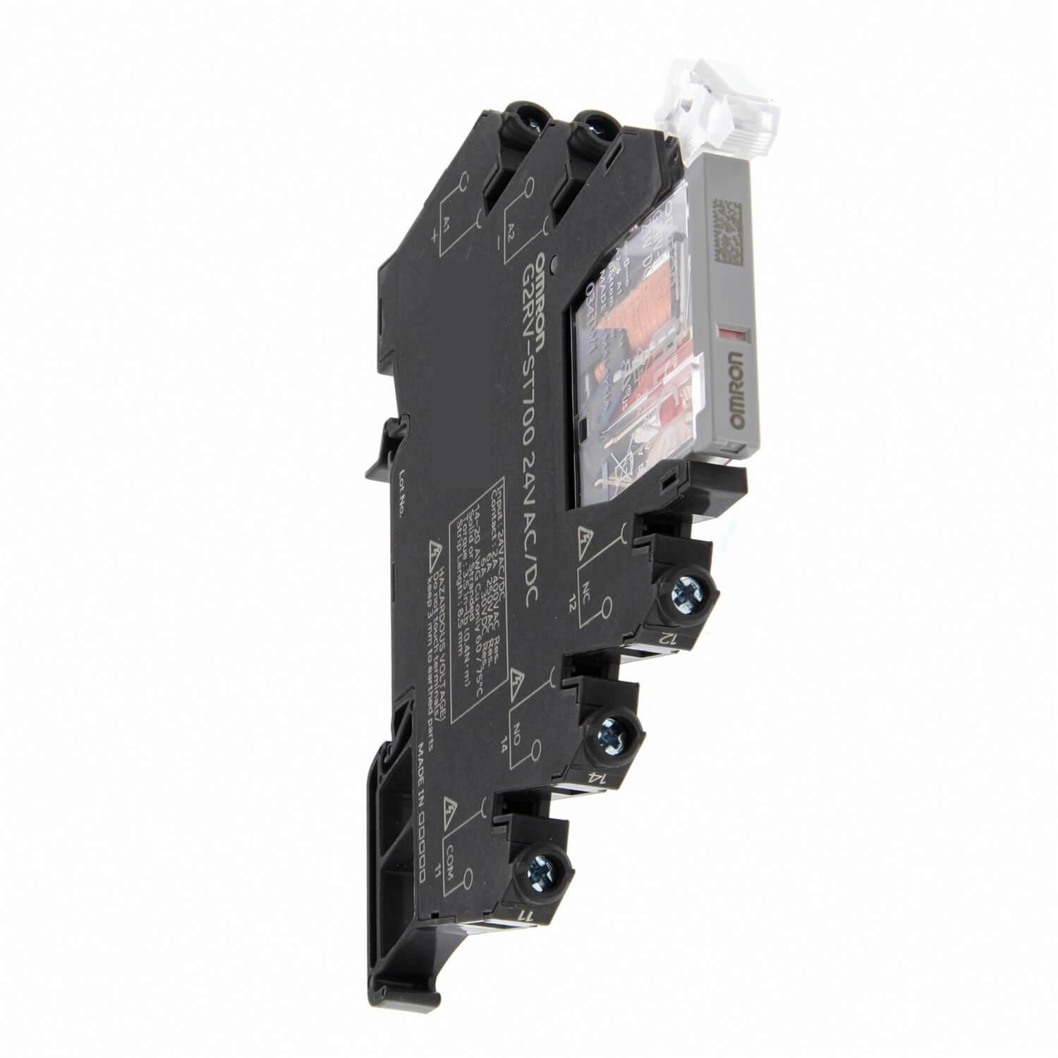 Omron G2RV-ST Series Electromechanical Interface Relay, DIN Rail Mount, 12V dc Coil, SPDT, 1-Pole, 50mA Load