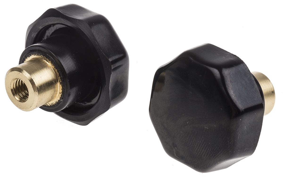 RS PRO Black Multiple Lobes Clamping Knob, M6, Threaded Hole