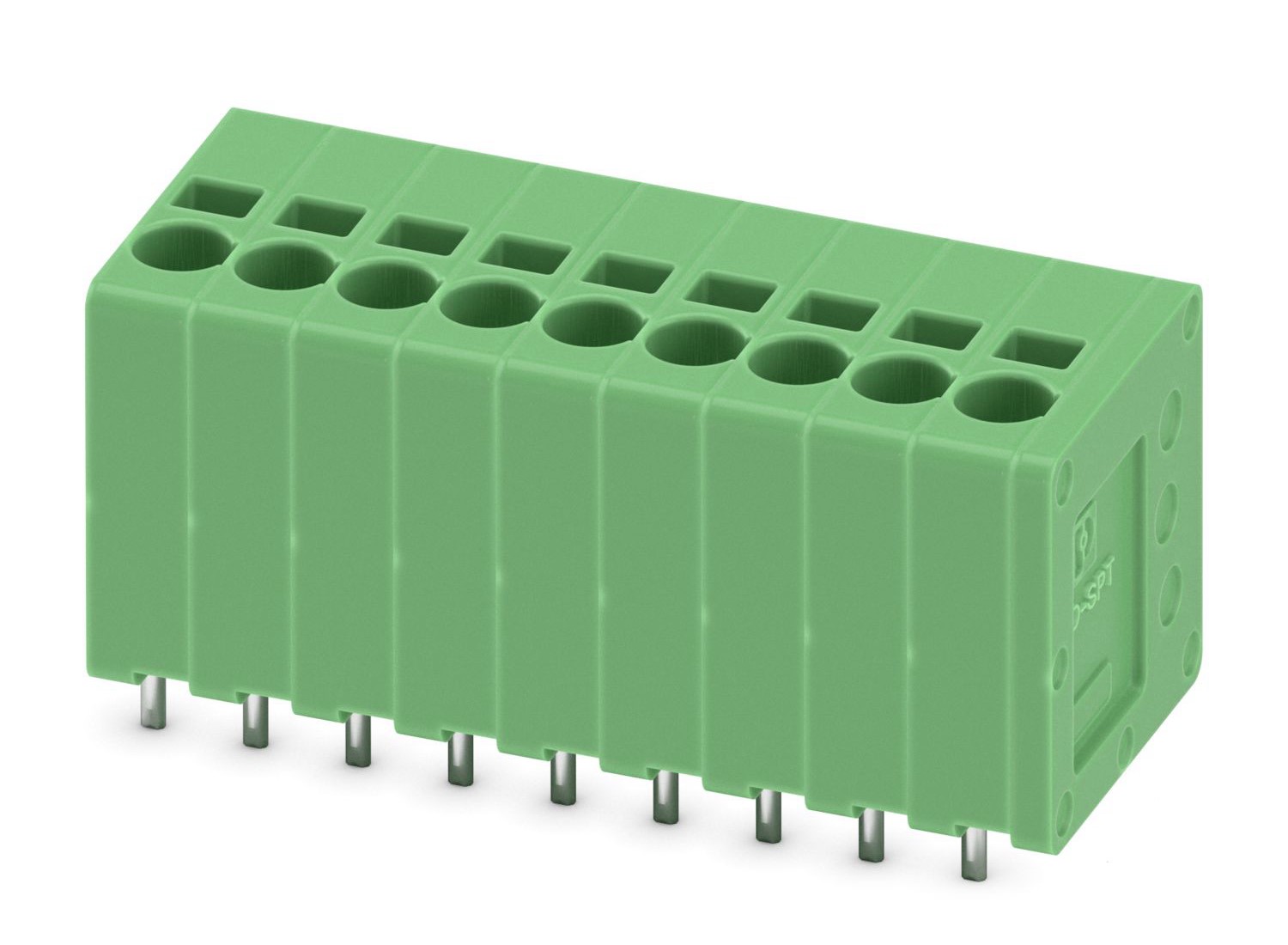 Phoenix Contact SPT 1.5/9-V-3.5 Series PCB Terminal Block, 9-Contact, 3.5mm Pitch, Through Hole Mount, 1-Row, Spring