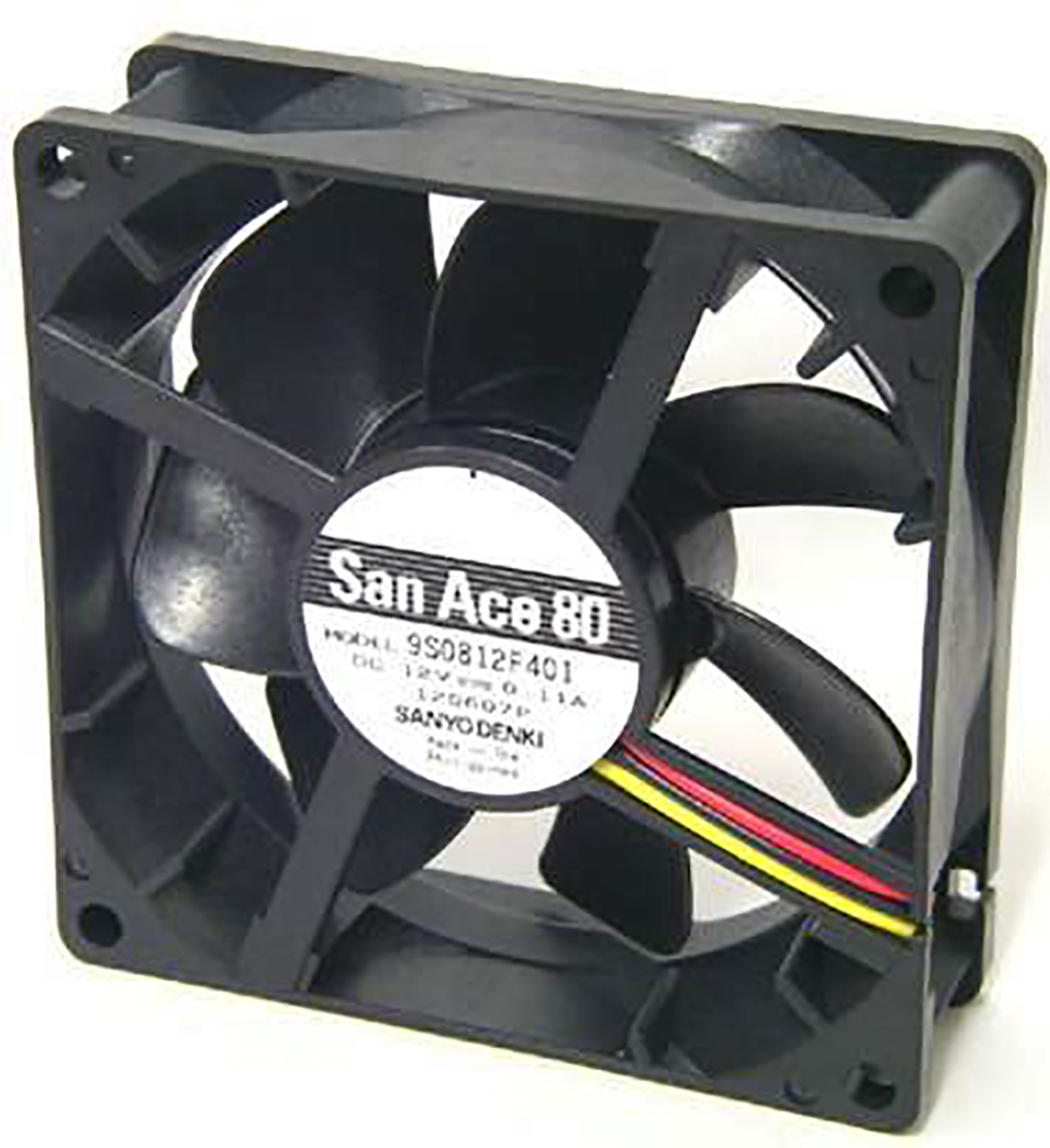 Sanyo Denki 9S Series Axial Fan, 12 V dc, DC Operation, 55.7m³/h, 1.32W, 110mA Max, 80 x 80 x 25mm
