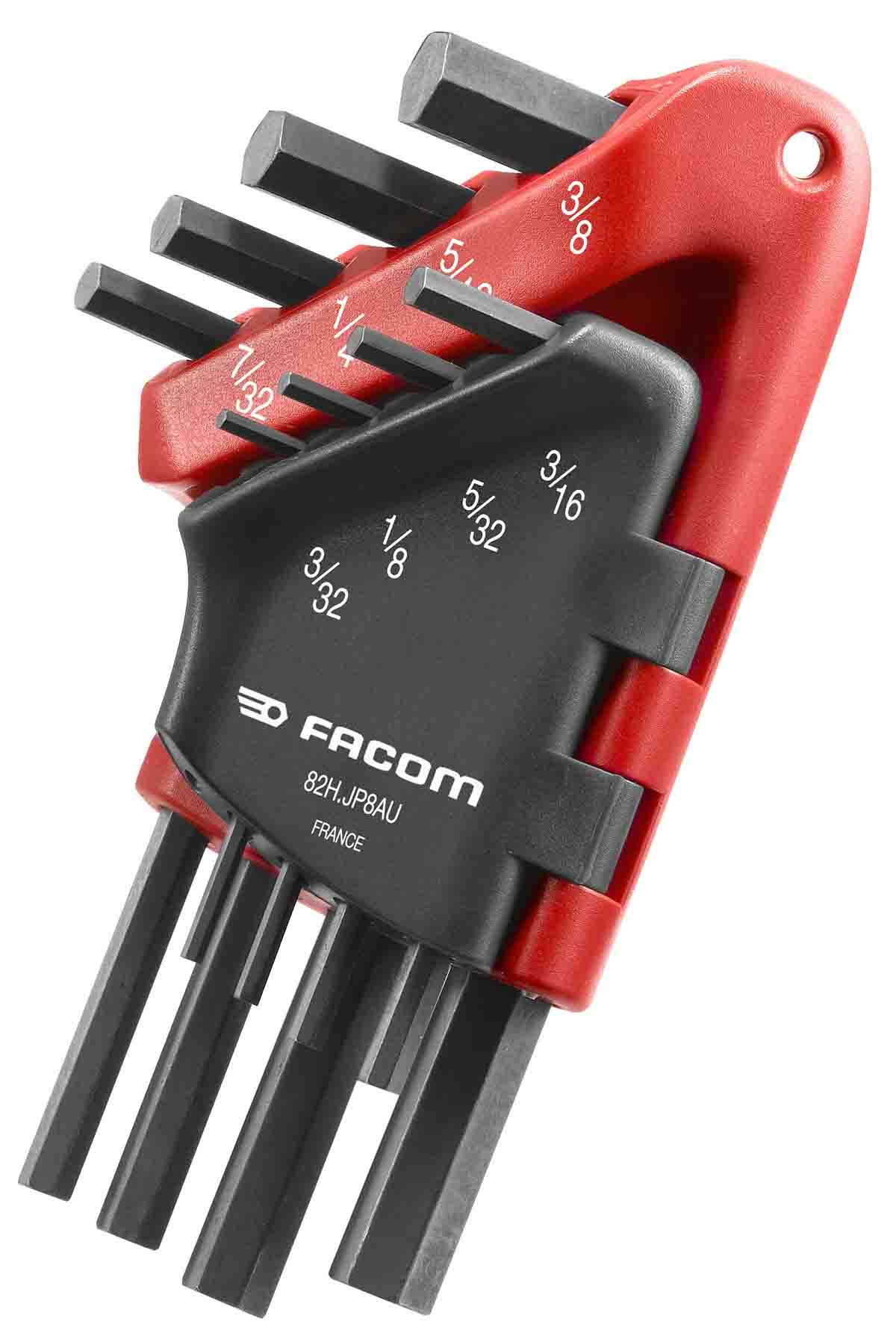 Facom 8 piece L Shape Hex Key Set, 3/32 - 1/8 - 5/32 - 3/16 - 7/32 - 1/4 - 5/16 - 3/8