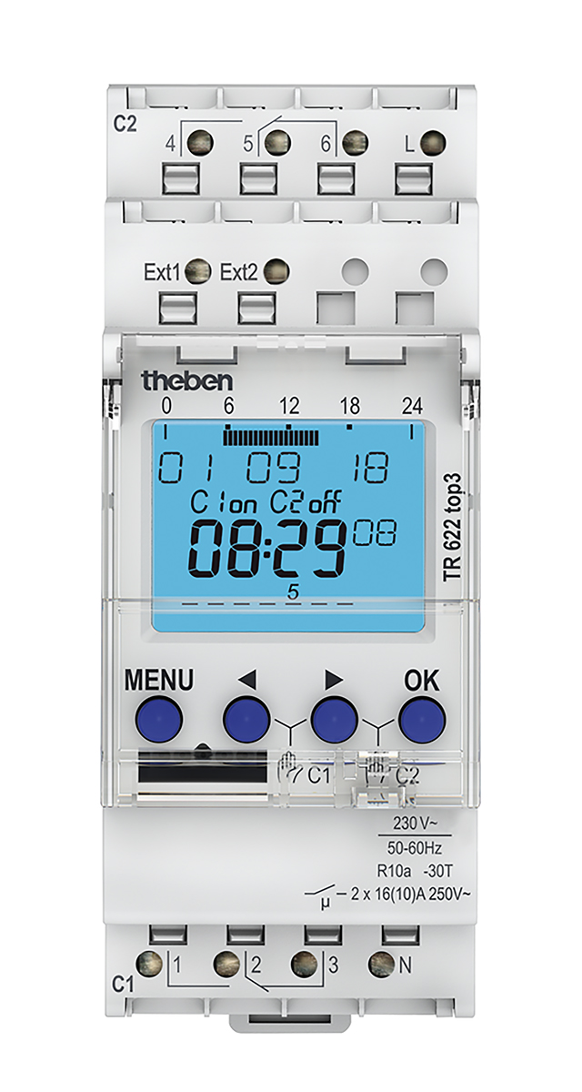 Theben Digital DIN Rail Time Switch 230 V ac, 2-Channel