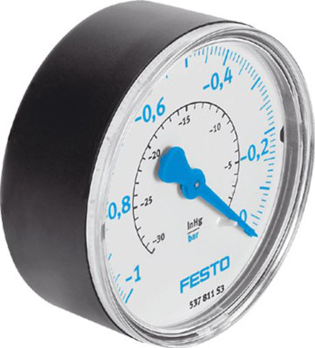 Festo R 1/8 Analogue Pressure Gauge 0bar Back Entry 40mm Outside Diameter