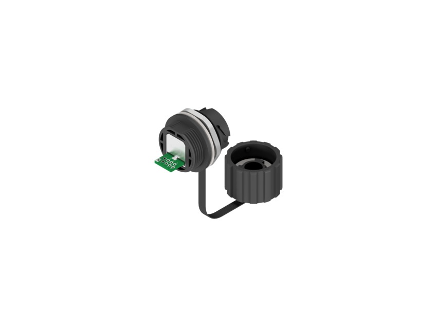 CONEC 17 Series Single-Port RJ45 Potted Receptacle & Cover Kit, Cat5e, Shielded