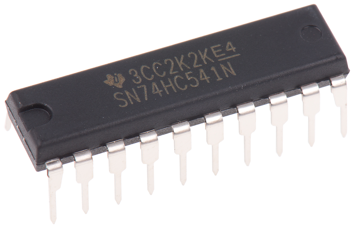 Texas Instruments SN74HC541N Octal-Channel Buffer & Line Driver, 3-State, 20-Pin PDIP